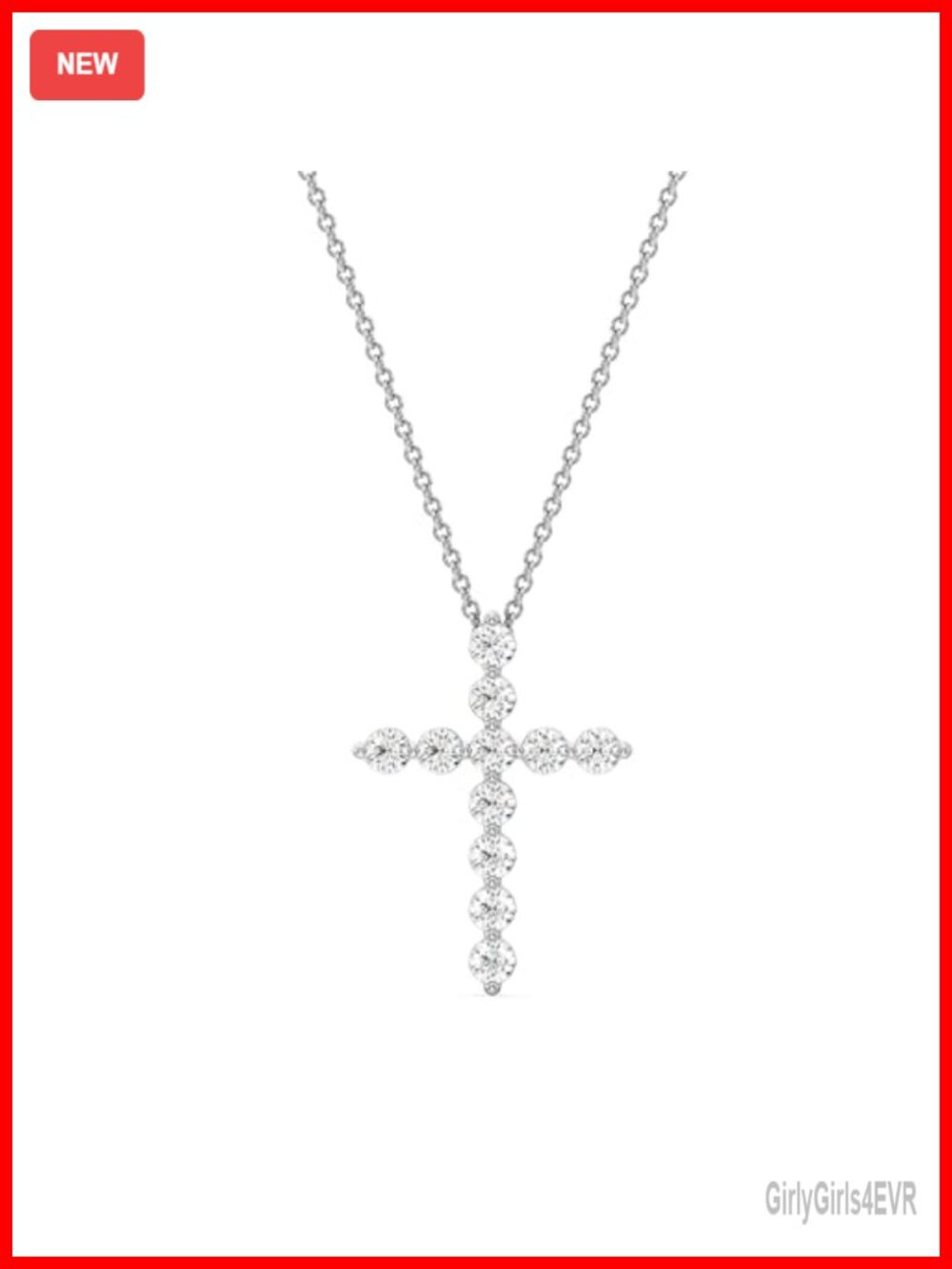 Sterling Silver 14KT Gold Plated Cross Pendant Necklace 1 ct Lab Grown Diamond